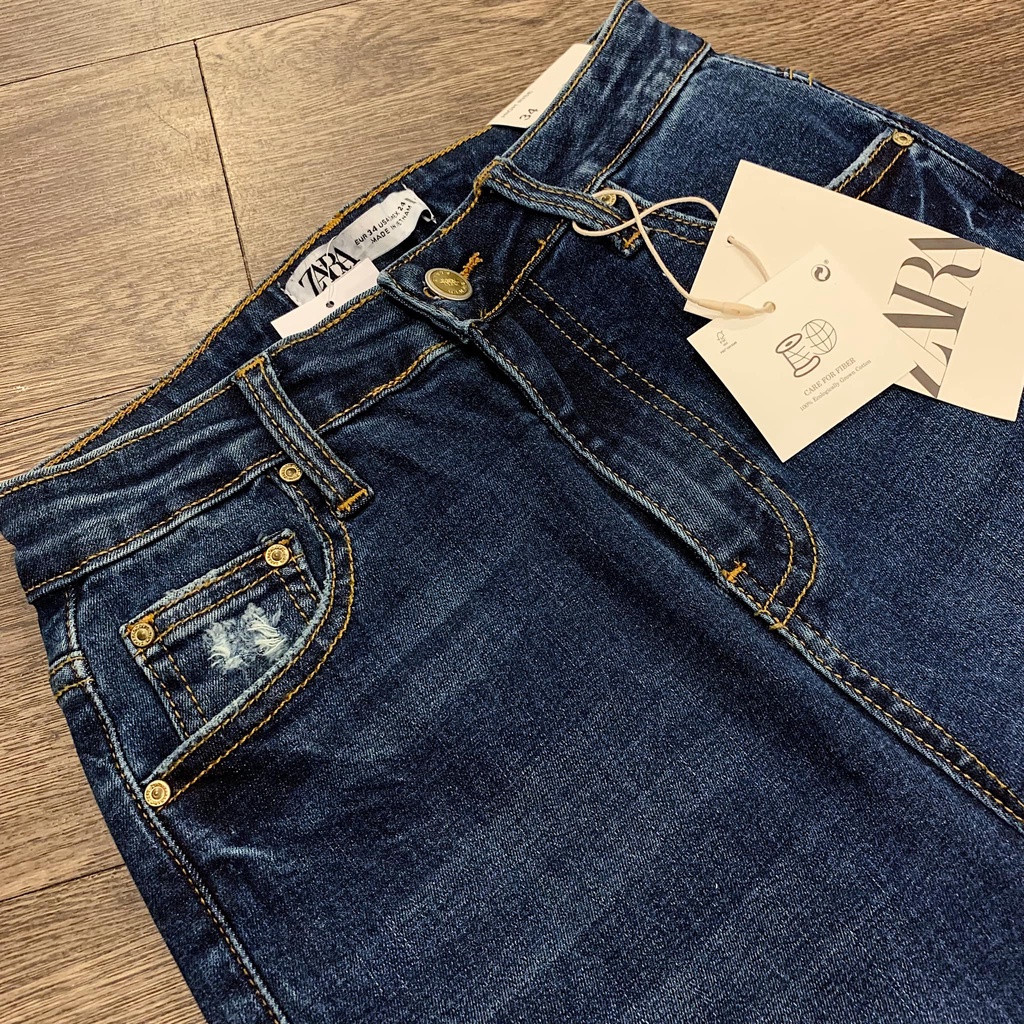Quần skinny jean cạp cao màu xanh đậm - 84Q01