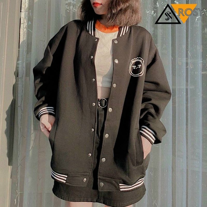 Áo khoác bomber nỉ unisex khóa zip oversize form rộng chất nỉ bông dày dặn nam nữ đều phù hợp