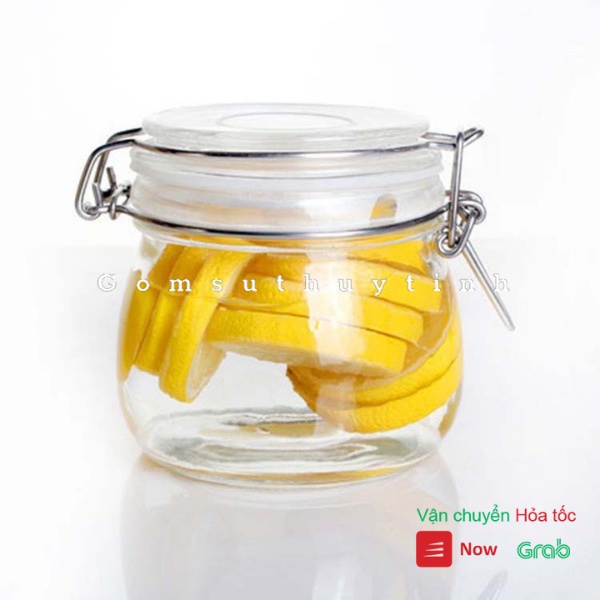 Hũ thủy tinh/ Bình thủy tinh nắp cài khóa inox 500ml đựng thực phẩm