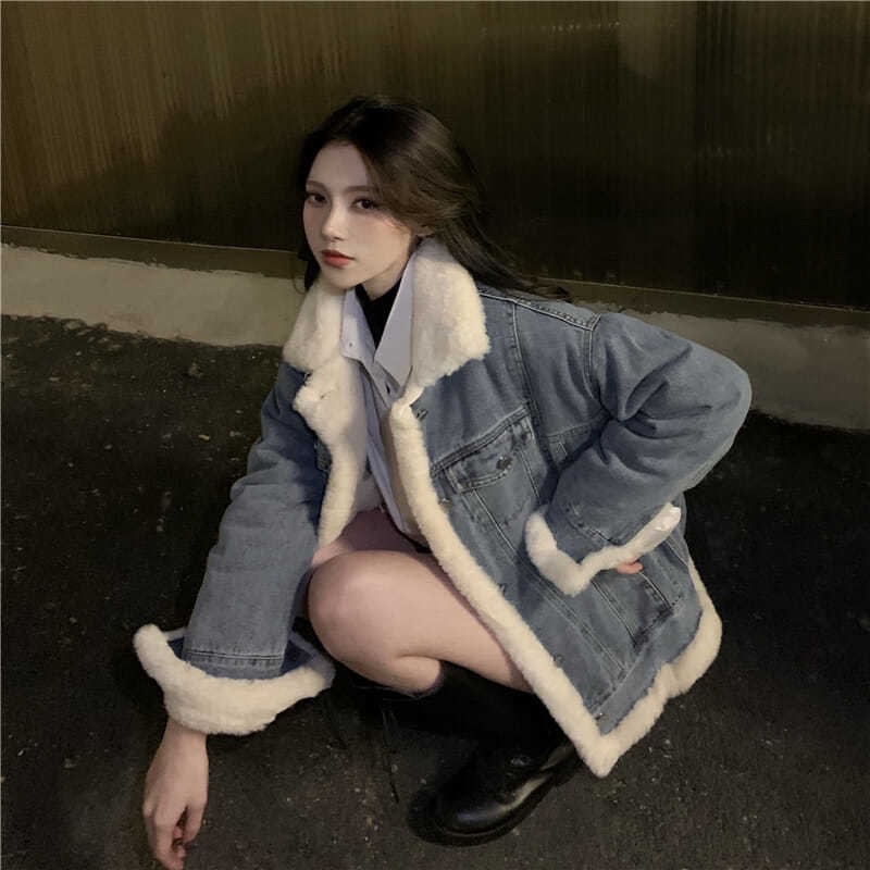 Áo Khoác Bò Jeans Lót Lông