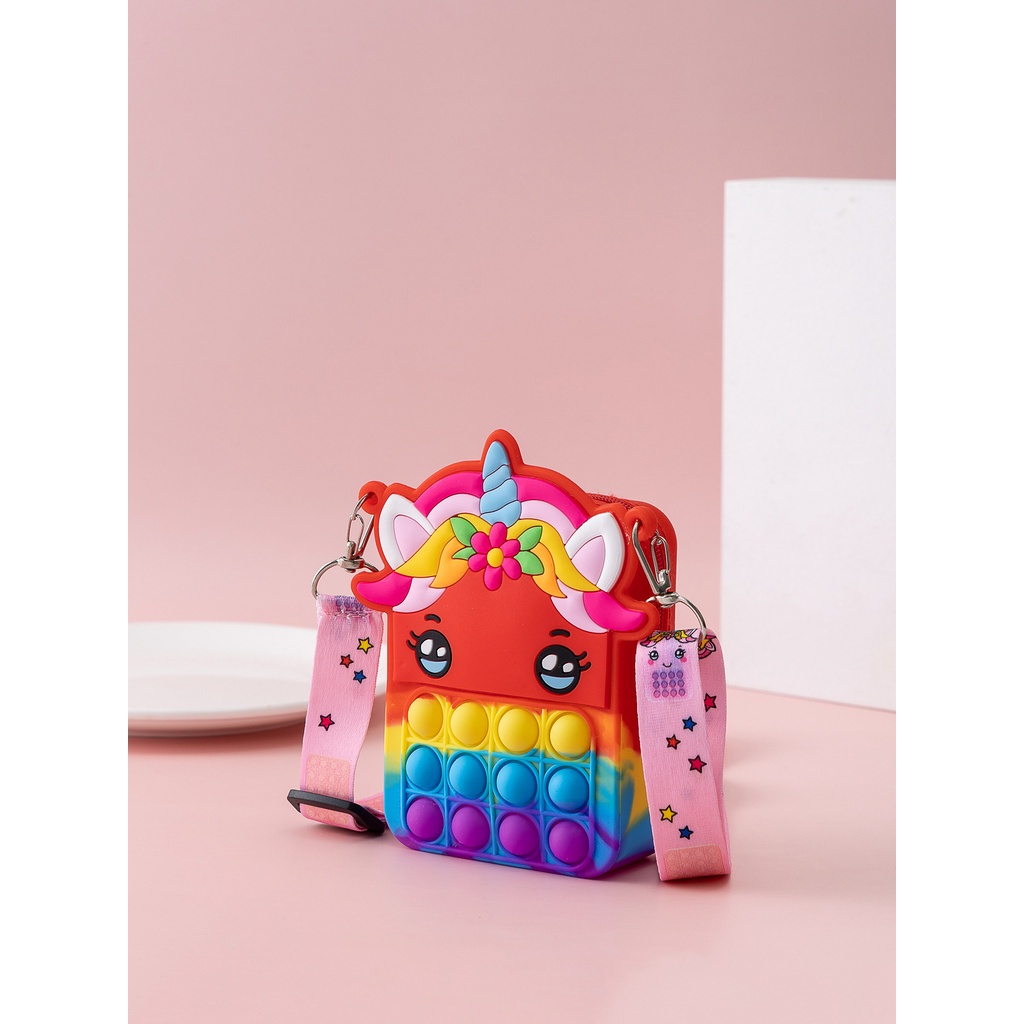 Pop It Fidget Túi đeo vai kỳ lân, Ví móc khóa, Push Bubble Disney Minnie Đồ chơi, Nhiều phong cách