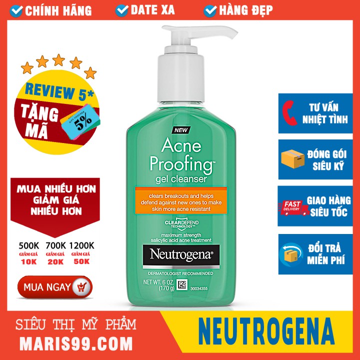 Sữa Rửa Mặt Neutrogena Acne Proofing Gel Cleanser (170g) _ NTG020SRM