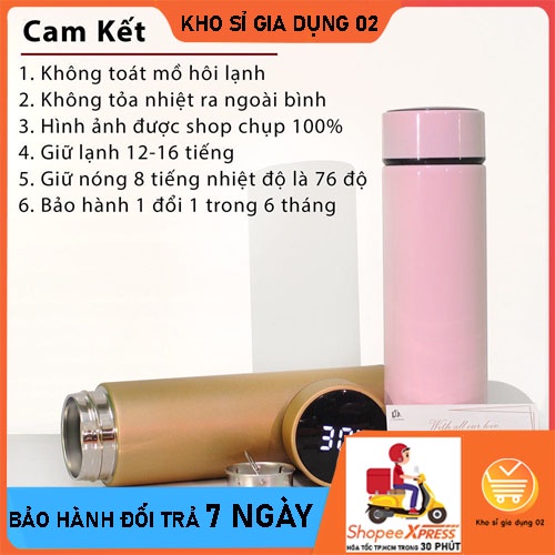 Bình Giữ Nhiệt 500ml Có Nhiệt Kế Thông Minh Hiển Thị Nhiệt Độ Cao Cấp Inox 304 Đèn LED, Bình Giữ Nhiệt Có Nhiệt Đa Năng