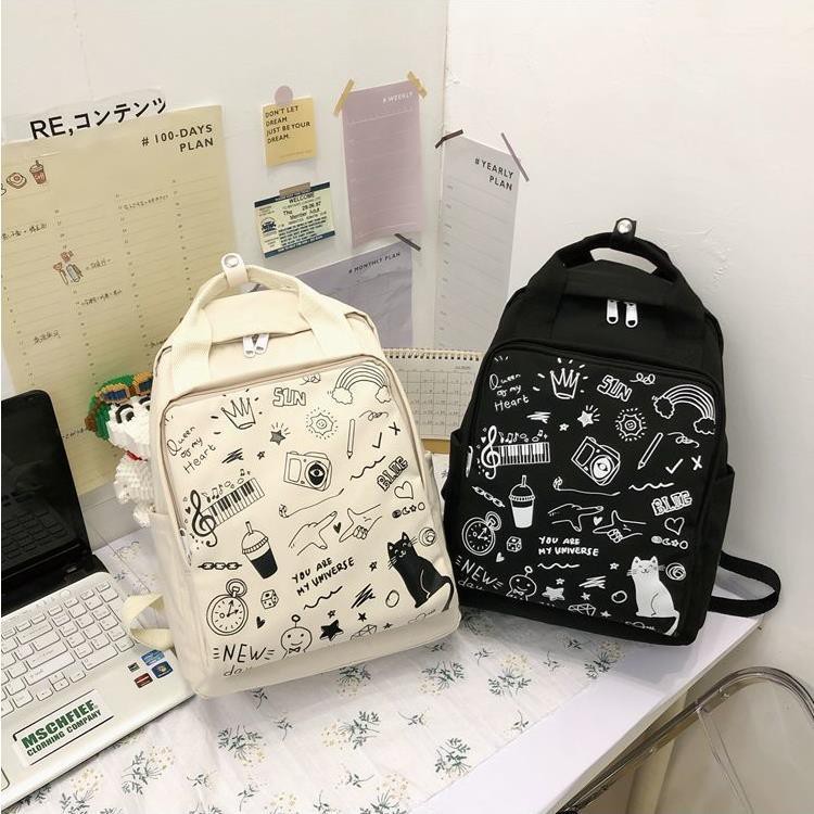 🌈Tặng một món quà nhỏ🎁Ba lô cao cấp Harajuku in hình graffiti Nhật Bản ba lô nữ học sinh
