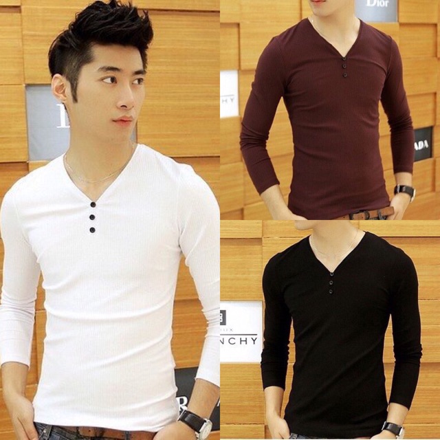 Áo thun dài tay Thu Đông phối màu thời trang | BigBuy360 - bigbuy360.vn