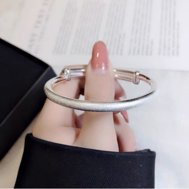 Vòng tay nữ bạc S925 - Lắc tay bạc nữ S925 dạng vòng kiềng trơn đơn giản sang trọng Vườn Trang Sức
