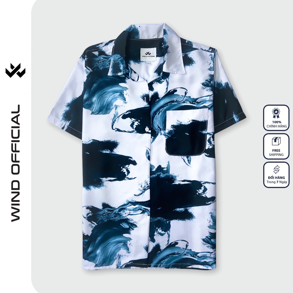 Áo Sơ mi tay ngắn nam WIND unisex form rộng kate thời trang nam nữ oversize