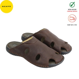 Dép nam bít mũi, dép da nam trung niên, đế đúc 8050 - GIÀY GIAVY