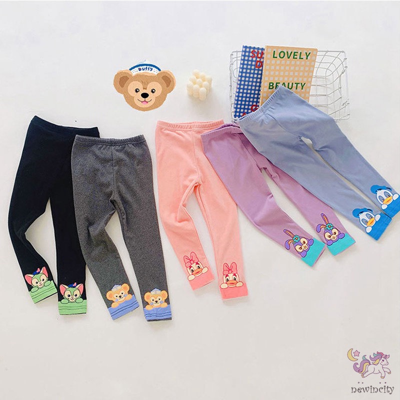Quần Legging Lưng Cao In Họa Tiết Hoạt Hình Phong Cách Hàn Quốc Cho Bé Gái