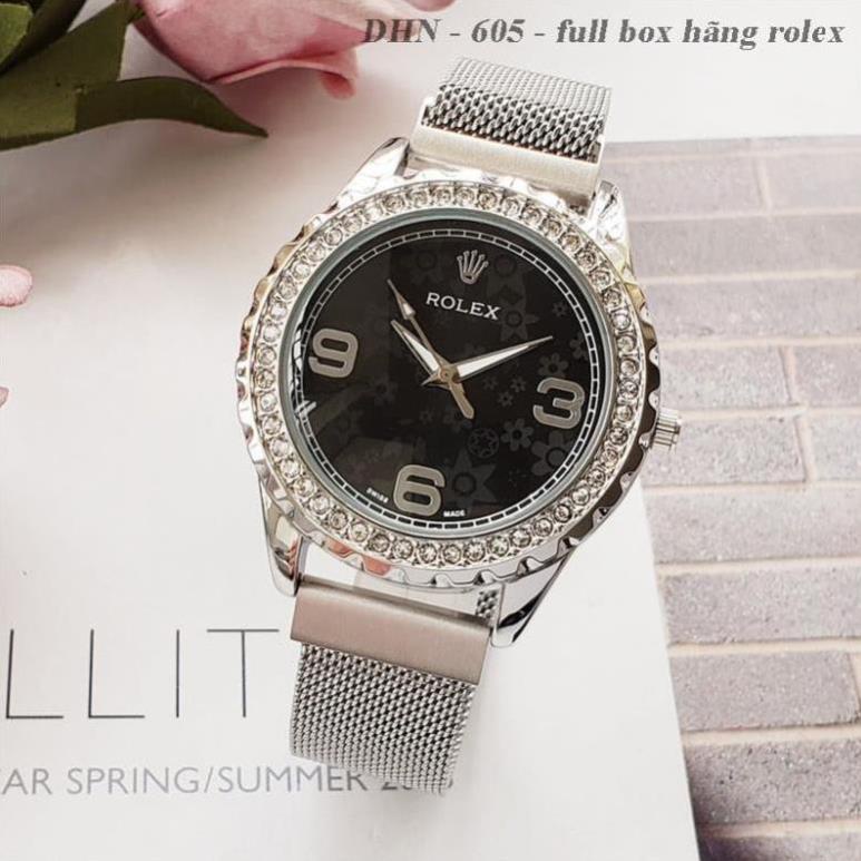 Đồng hồ nữ Rolex mặt tròn đính đá máy pin, dây hợp kim chống gỉ DHN605 trang2k