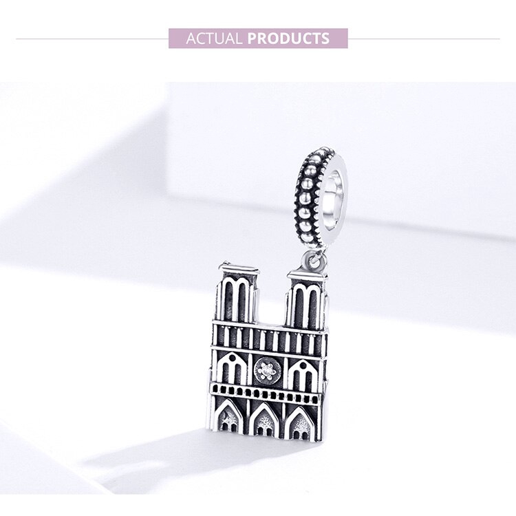 Mặt Trang Sức Bamoer SCC1328 Hình Nhà Thờ Đức Bà Paris Từ Bạc 925 Phong Cách Vintage Làm Quà Lưu Niệm