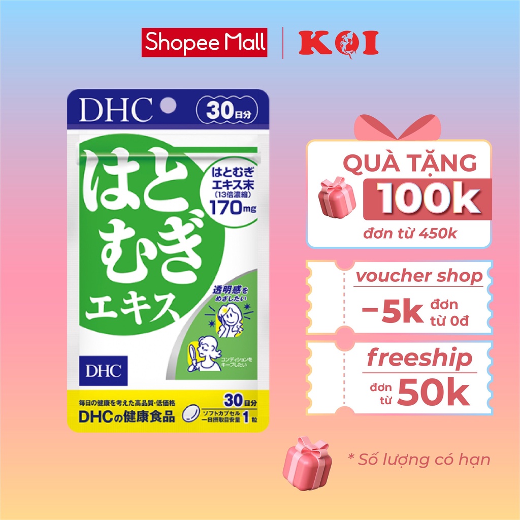 Viên uống DHC sáng da Adlay Extract cho da mịn màng tươi sáng 30 ngày Nhật Bản