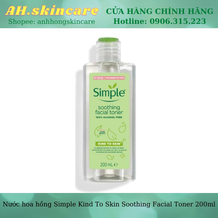 Nước hoa hồng Simple Kind To Skin Soothing Facial Toner 200ml