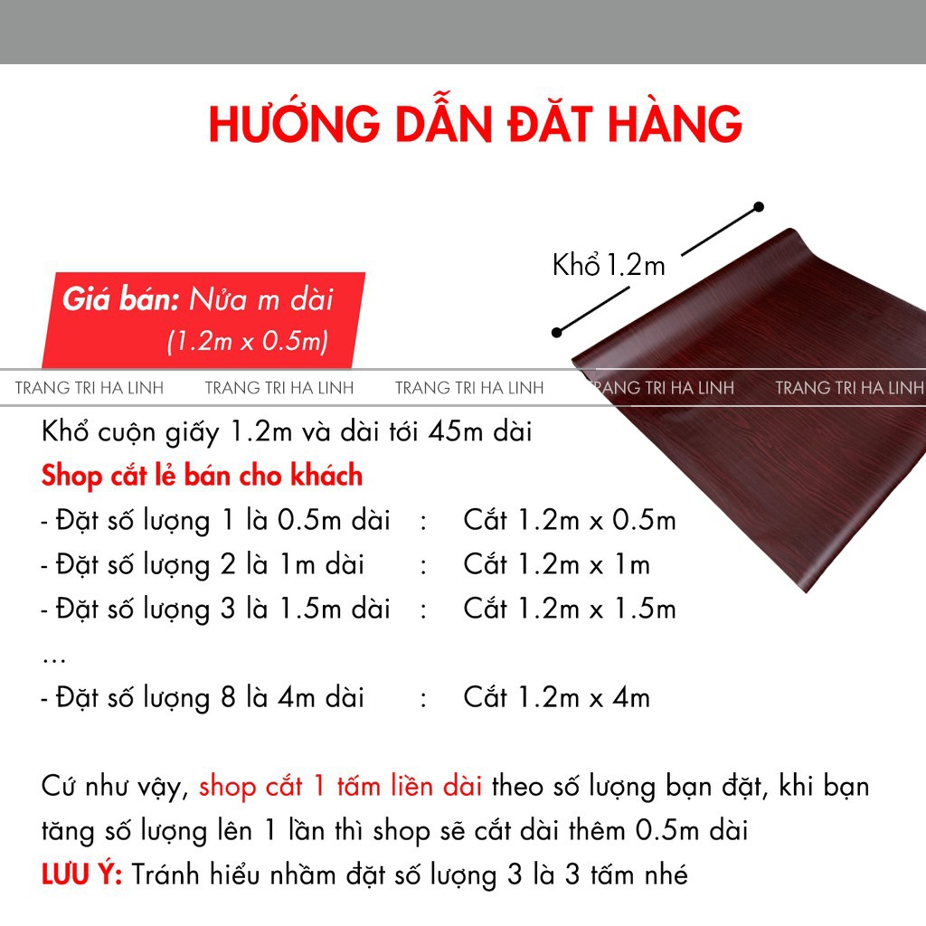 Giấy decal dán tường giả vân gỗ chống nước sẵn keo dán bàn tủ khổ 1.2m | BigBuy360 - bigbuy360.vn