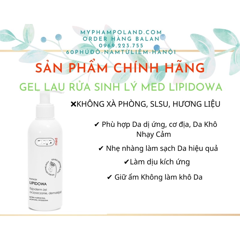 GEL LAU RỬA SINH LÝ MED LIPIDOWA DA KHÔ NHẠY CẢM