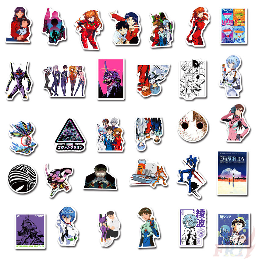 Set 50 hình dán họa tiết NEON GENESIS EVANGELION - Series 01 không thấm nước trang trí thời trang
