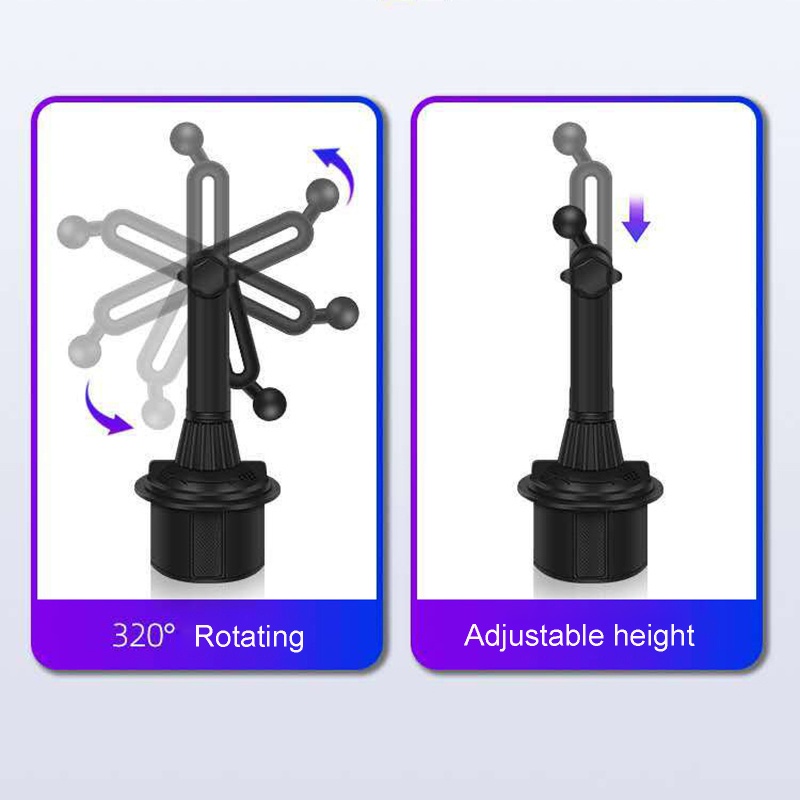 LIDU1 Water Cup Phone Tablet PC GPS Holder for Car Height Universal Adjustable Angle