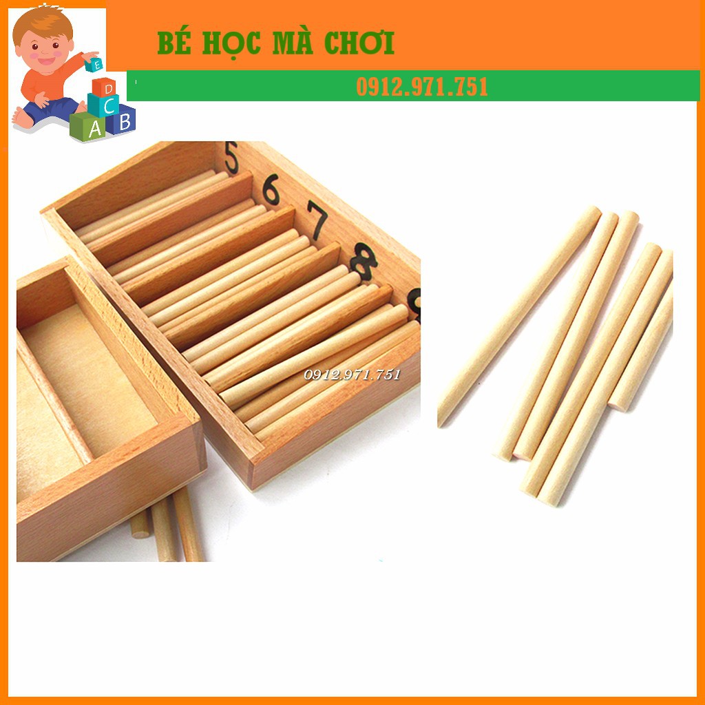 Giáo cụ Montessori LOẠI TO - Bộ 45 que tính Spindle Box