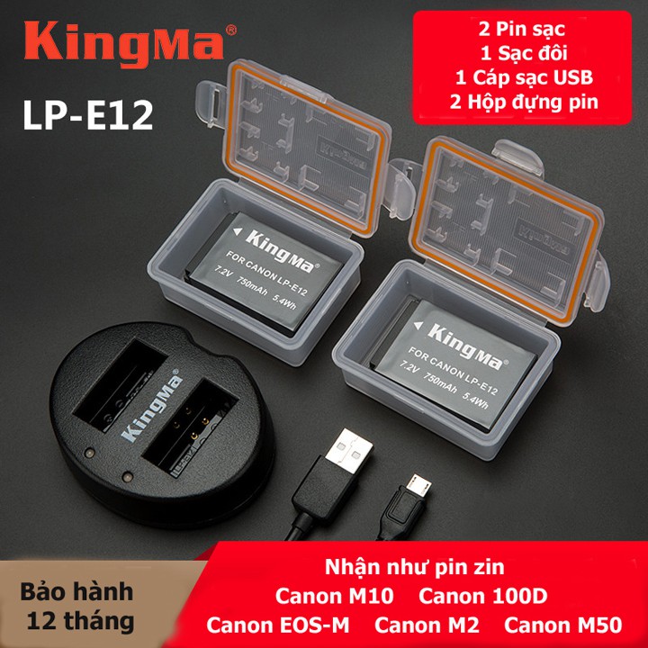Đốc sạc + 2 Pin Kingma LP-E12 cho Canon M10 M50 100D M2 EOS-M