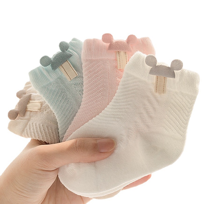 Vớ Cotton Cổ Ngắn Phối Lưới Thoáng Khí Thời Trang Xuân Hè Cho Bé