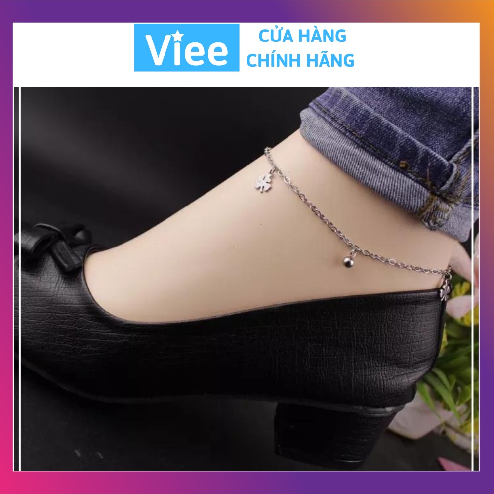 Lắc chân, lắc tay cỏ 4 lá inox may mắn không đen không rỉ hàn quốc