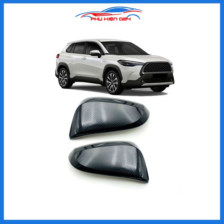 Ốp gương Corolla Cross 2020-2021-2022 vân Cacbon bảo vệ chống trầy trang trí làm đẹp xe