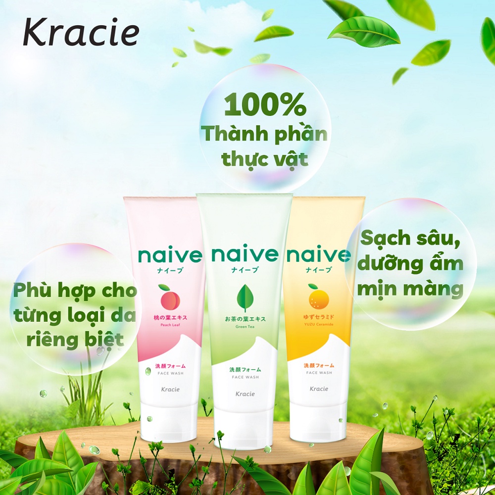 [ Mới ] Sữa rửa mặt Yuzu Ceramide hương cam quýt Naive 130gr chính hãng