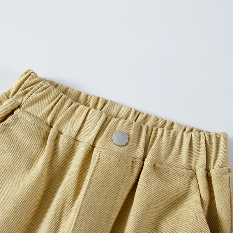 Quần Dài Cotton Mềm Mại Màu Trơn Phối Túi Thời Trang Hàn Quốc Cho Bé Trai 90-160cm