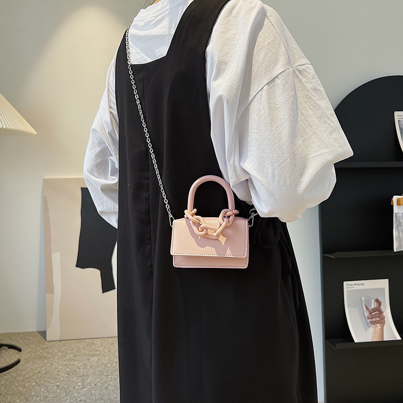 Túi Xách Đeo Vai Mini Màu Sắc Ngọt Ngào Phối Dây Xích Đơn Giản Xinh Xắn Dành Cho Nữ