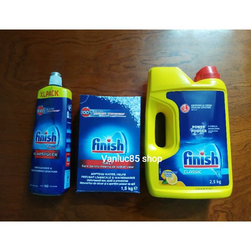 Combo Bột Finish 2,5kg + Muối Finish 1,5kg và nước bóng 750ml