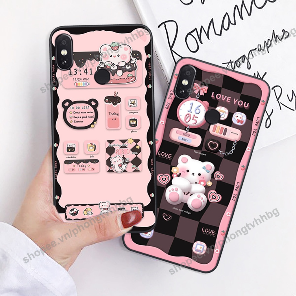 Ốp lưng Xiaomi Mi 8 / MI 8 SE / Mi 8 Lite gấu,thỏ trắng , đồng hồ dễ thương cute cực đẹp