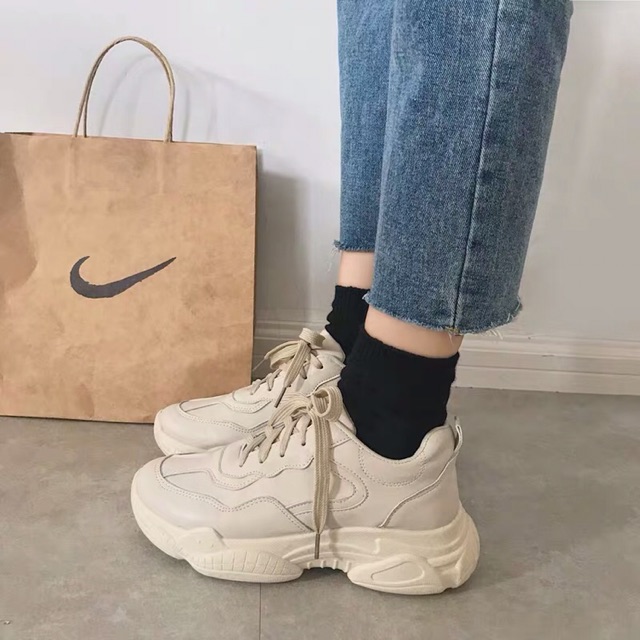 G053 [Sẵn trắng 37] (có video cận cảnh) Giày Ulzzang thể thao nữ tăng chiều cao phong cách vintage