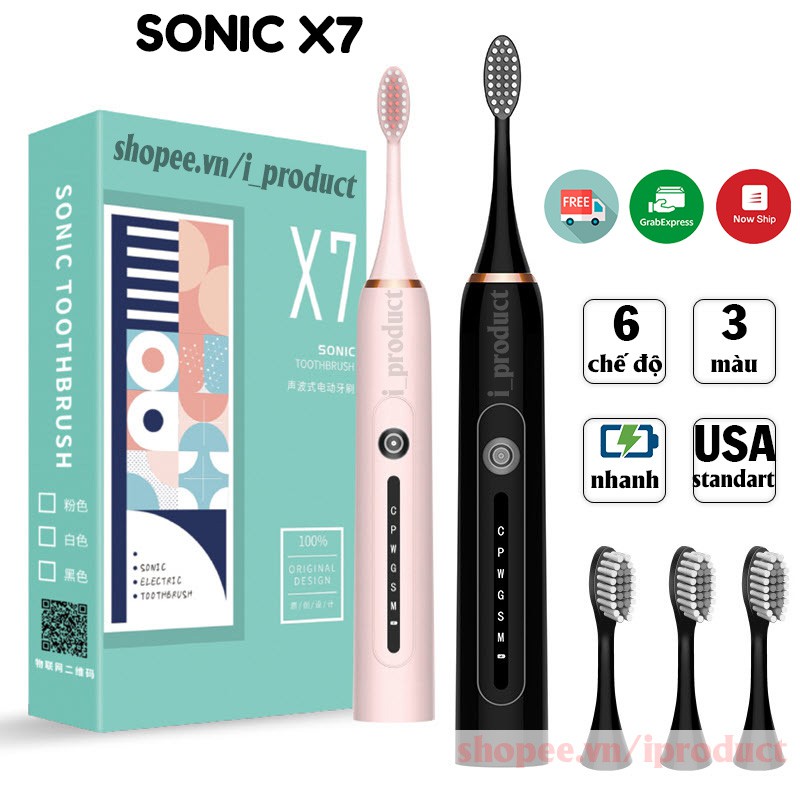 Bàn chải điện Sonic X7 chăm sóc răng toàn diện bằng công nghệ sóng âm theo tiêu chuẩn USA