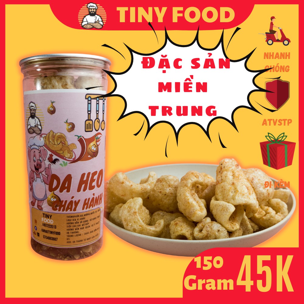 Da heo chiên nước mắm hành,da heo sấy khô 150g,Tiny Food đồ ăn vặt đà nẵng