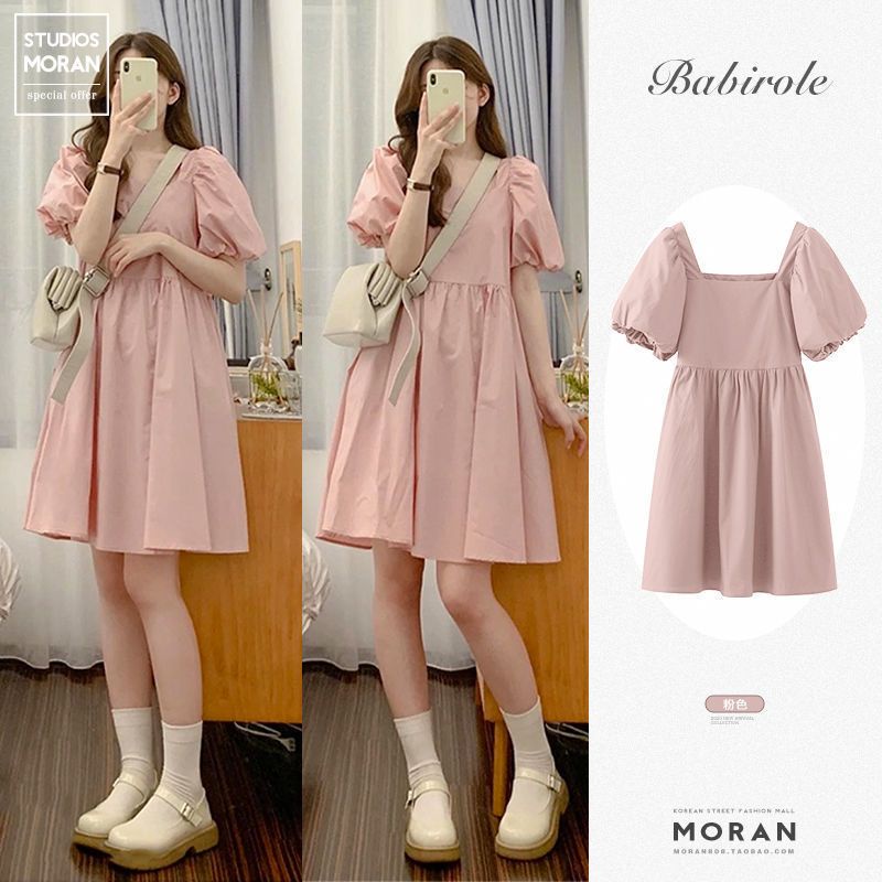 Đầm nữ , váy babydoll cổ vuông tay bồng tiểu thư