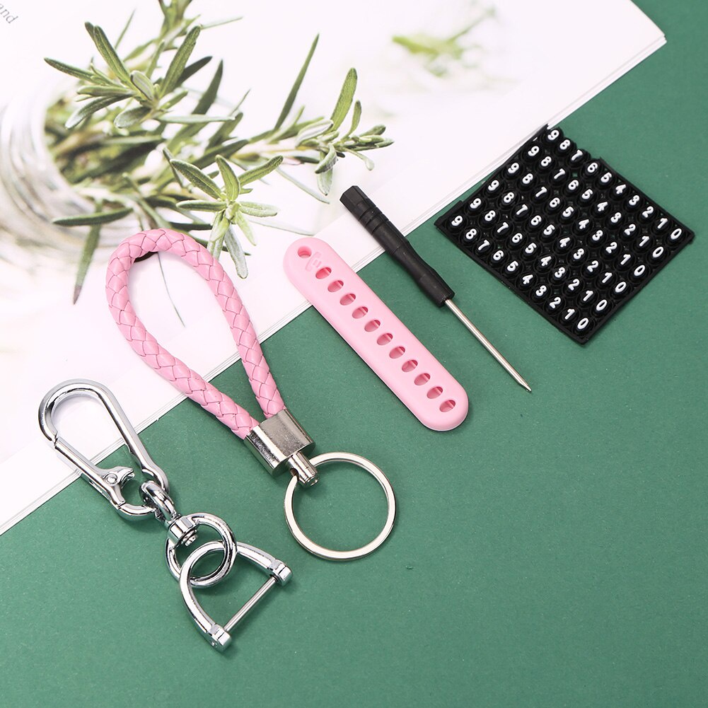 1 Bộ Móc Chìa Khóa/Điện Thoại/Thẻ Đánh Số Xe Hơi/Xe Máy Bằng Da Chống Thất Lạc Tiện Dụng