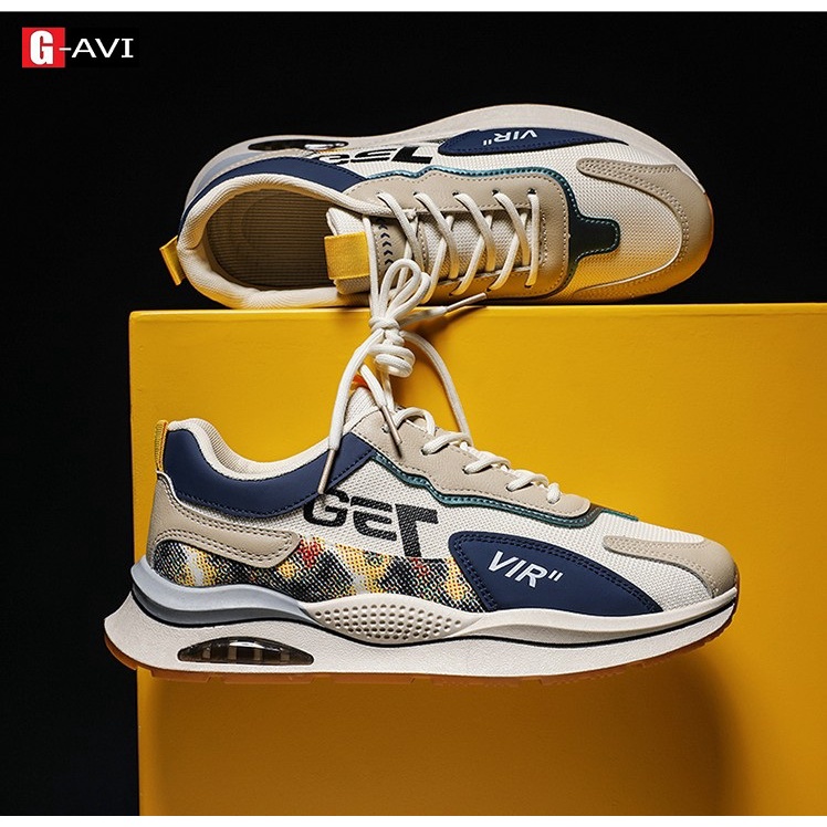 Giày Sneaker Nam Chất Da Phối Vải Cao Cấp Êm Chân Thoáng Khí HOT TREND 2022 AVI - 123