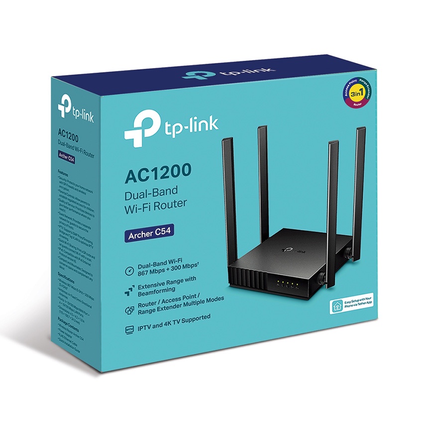 Bộ phát wifi TP-Link Archer C54 tốc độ AC1200Mbps, vùng phủ Wi-Fi rộng lớn - 4 ăng ten