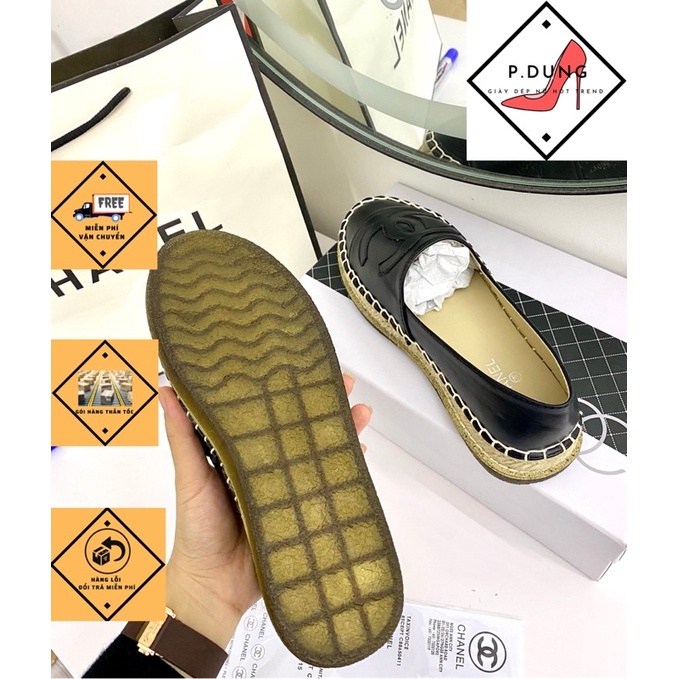 Giày Lười, Giày Slip on Chanel đế cói hàng fullbox + bill + túi