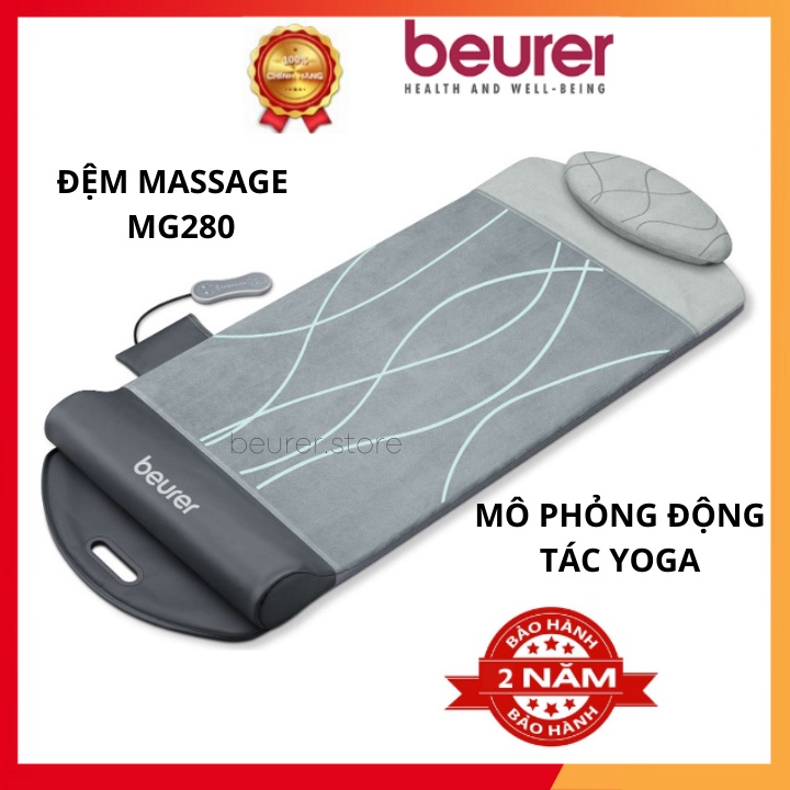 Thảm massage yoga Beurer MG280 giúp thư giãn đẩy lùi căng cơ. Đệm massage có 7 luồng khí giúp bạn massage toàn thân.