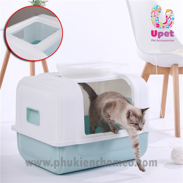 Nhà vệ sinh cho mèo hình vuông 2 cửa kích thước 58*45*42cm giúp công việc dọn dẹp vệ sinh cho mèo cưng trở nên dễ dàng