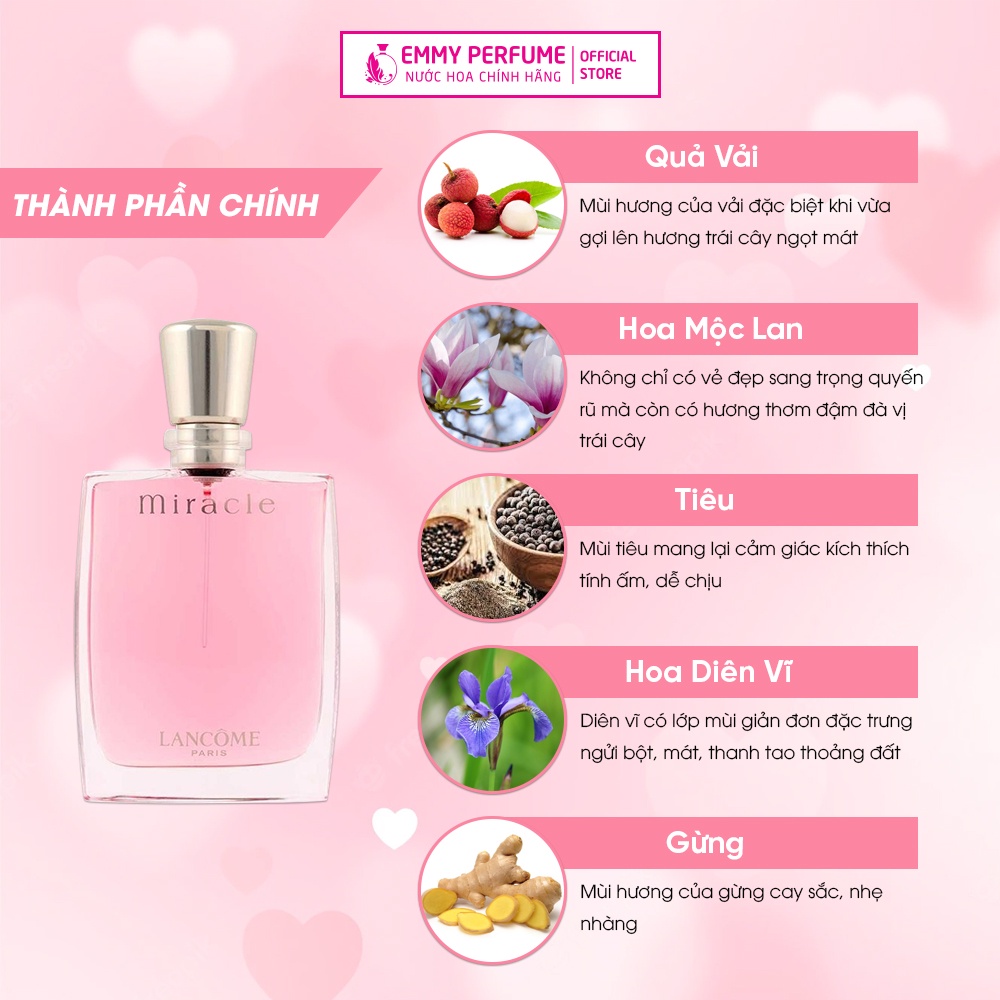 Nước hoa nữ Lancome Miracle Hương thơm nhẹ nhàng Hiện đại, Thanh lịch, Nữ tính EmmyPer