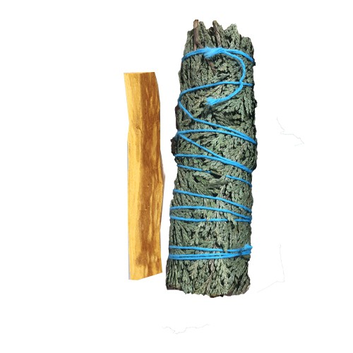 Combo 1 thanh palo santo trắc xanh 10cm 5gr và 1 bó tuyết tùng 10cm Song An Eco (Combo05)