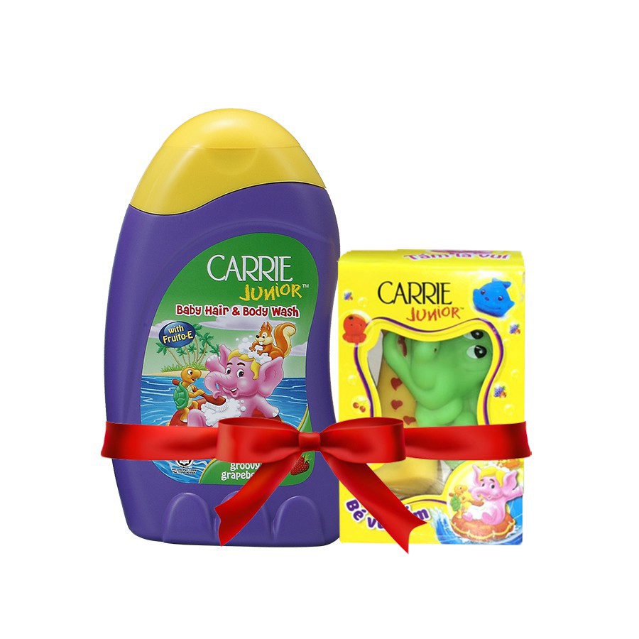  Sữa Tắm Gội Carrie Junior Hương Grapeberry cho bé 280g + Tặng 2 thú cao su sinh vật biển