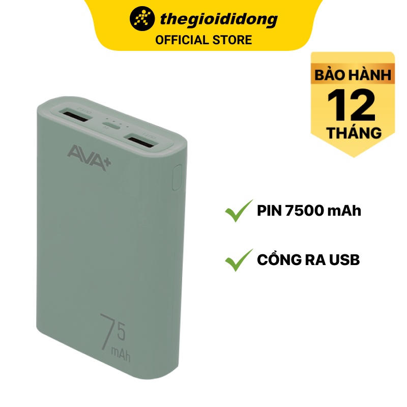 Pin sạc dự phòng AVA LJ JP199 7500mAh - Chính hãng BH 12 tháng