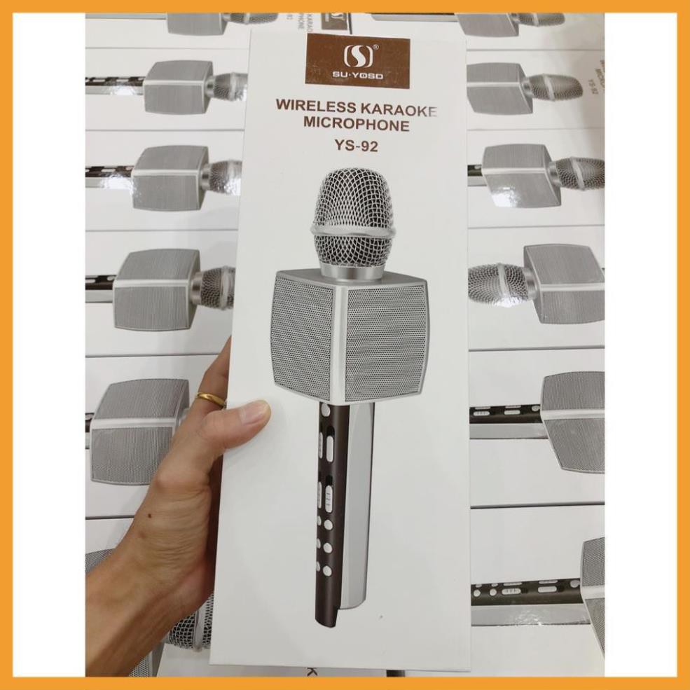 ⚡FREE SHIP⚡ MICRO BLUETOOTH KARAOKE KHÔNG DÂY YS 92 - MIC CAO CẤP - ÂM THANH SỐNG ĐỘNG - LIVESTREAM - THU ÂM - THẺ NHỚ