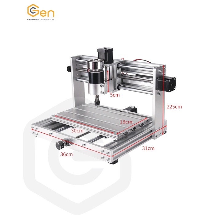Máy CNC Mini 3018 Max 100% khung nhôm với trục chính 150w