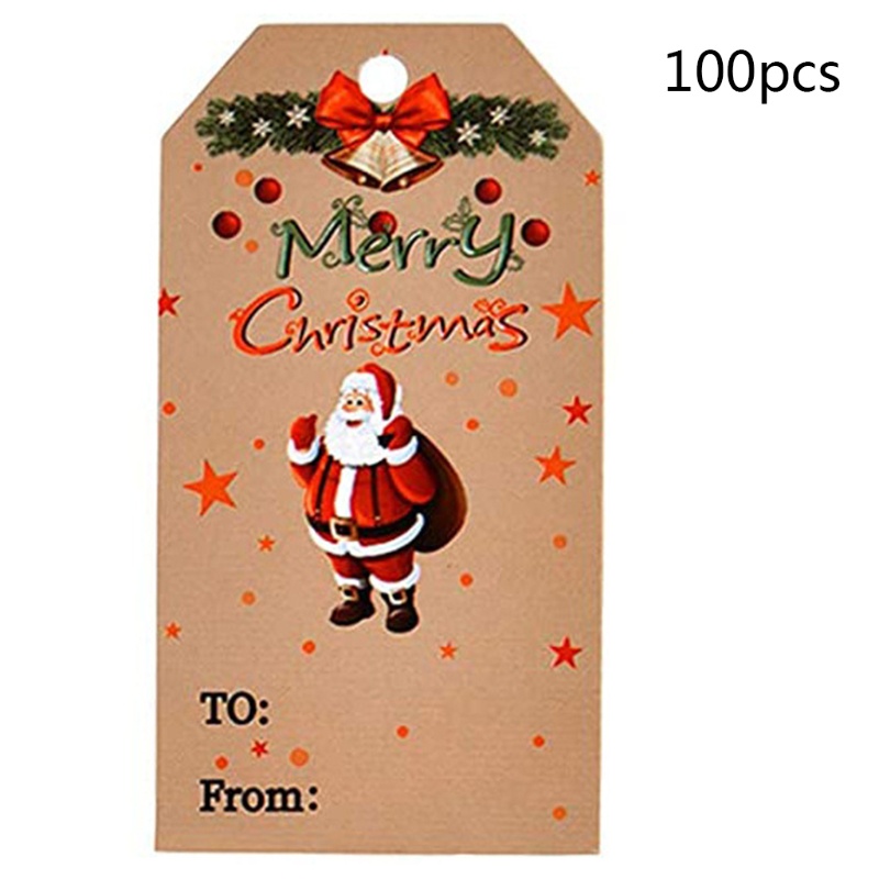 Set 100 thẻ tag bằng giấy kraft kèm dây treo treo cây thông trang trí lễ giáng sinh diy