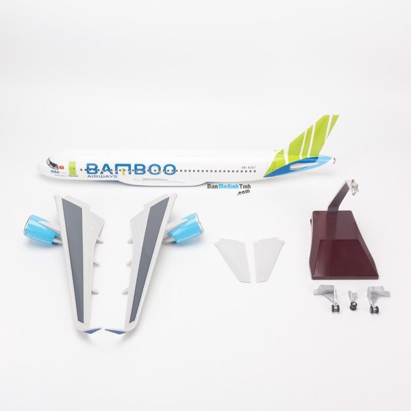 Mô hình máy bay Bamboo Airways Airbus A320 47cm lắp ráp có đèn led Everfly