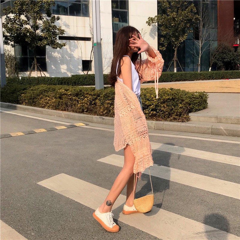 [HÀNG SẴN] Áo khoác ulzzang 4 màu ren mỏng tay nơ bèo - u.w | BigBuy360 - bigbuy360.vn